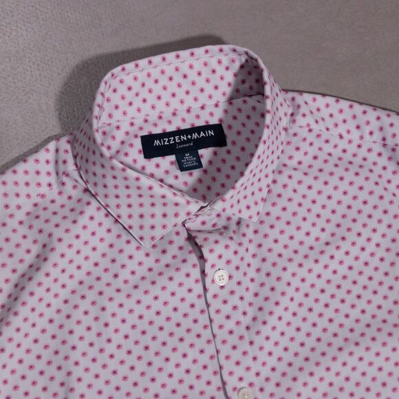 Mizzen + Main Leeward Trim Fit No Tuck Performance Stretch Button Shirt Floral M - Picture 1 of 7